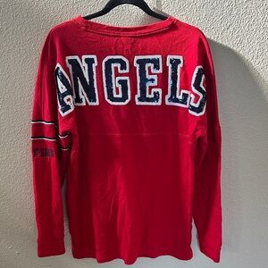 Victoria’s Secret Pink Los Angeles Angels Red Long Sleeve Sequin Back Shirt S